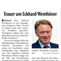 Trauer um Eckhard Wemhöner Trauer um Eckhard Wemhöner
