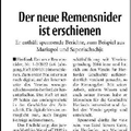 Der neue Remensnider ist erschienen Der neue Remensnider ist erschienen