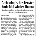 Archäologische Fenster Ende Mai wieder Thema