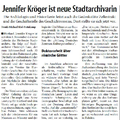 Jennifer Kröger ist neue Stadtarchivarin Jennifer Kröger ist neue Stadtarchivarin