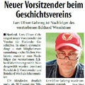 Neuer Vorsitzender beim Geschichtsverein Neuer Vorsitzender beim Geschichtsverein
