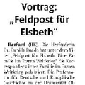 Vortrag: "Feldpost für Elsbeth" Vortrag: "Feldpost für Elsbeth"