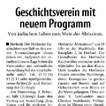 Geschichtsverein mit neuem Programm Geschichtsverein mit neuem Programm