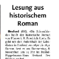 Lesung aus historischem Roman Lesung aus historischem Roman