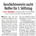 Geschichtsverein sucht Helfer für 1. Stiftstag Geschichtsverein sucht Helfer für 1. Stiftstag