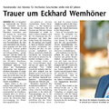 Trauer um Vorsitzenden Eckhard Wemhöner Trauer um Vorsitzenden Eckhard Wemhöner