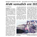 AFaM vermutlich erst 2023 fertig AFaM vermutlich erst 2023 fertig