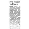 Stifts-Museum wird teurer Stifts-Museum wird teurer